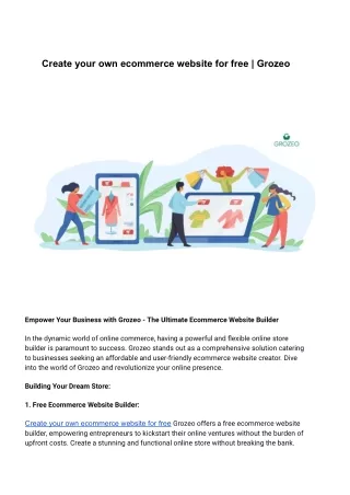create your own ecommerce website for free grozeo