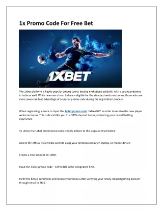 1x Promo Code For Free Bet