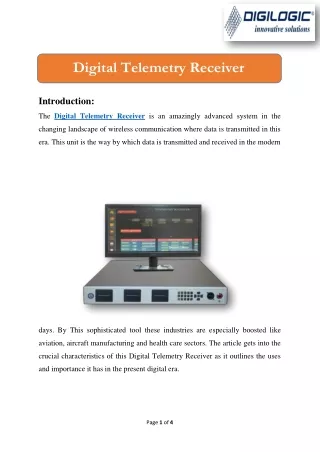 Digital Telemetry Receiver - Digilogic Systems
