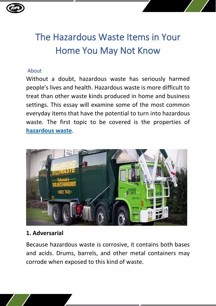 the hazardous waste items in your the hazardous