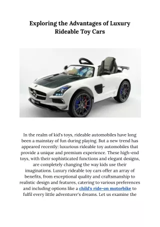 Exploring the Advantages of Luxury Rideable Toy Cars.docx