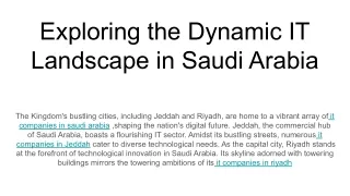 Exploring the Dynamic IT Landscape in Saudi Arabia