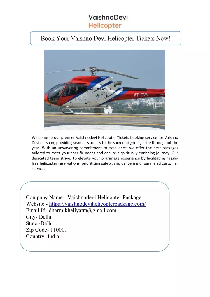 book your vaishno devi helicopter tickets now