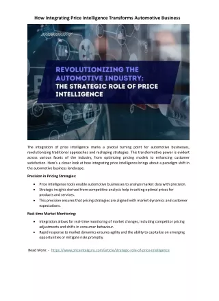 How Integrating Price Intelligence Transforms Automotive Business