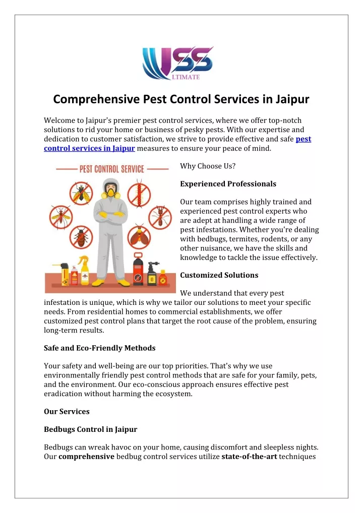 comprehensive pest control services in jaipur