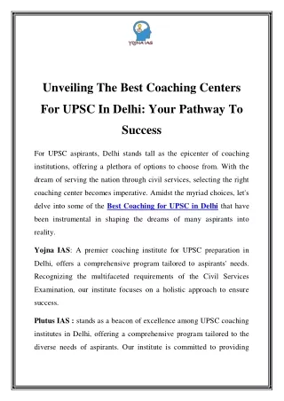 unveiling the best coaching centers