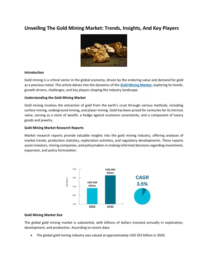 unveiling the gold mining market trends insights