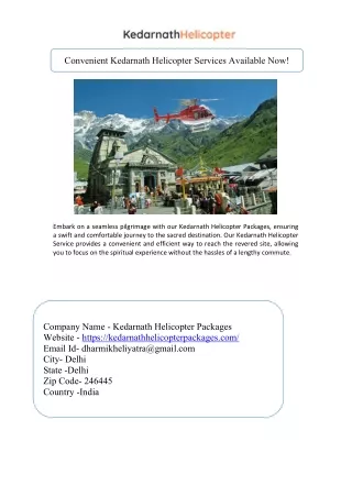 Kedarnath Helicopter Service