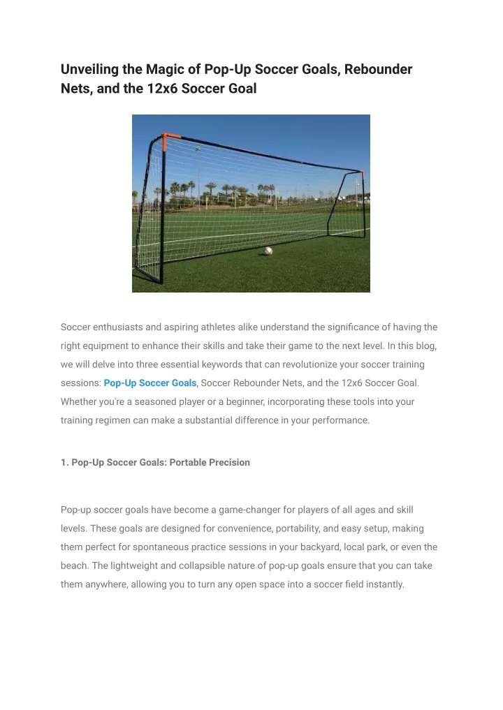 unveiling the magic of pop up soccer goals
