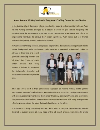 Avon Resume Writing Services in Bangalore Crafting Career Success Stories (1)