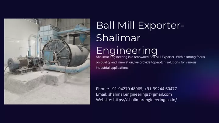 ball mill exporter shalimar engineering