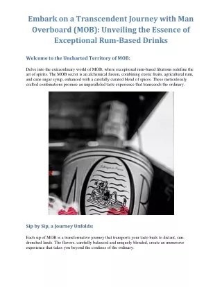 ManOverboard's MOB: Unveiling the Exotic World of Exceptional Rum-Based Drinks