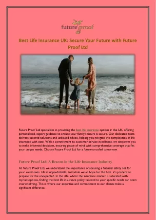 Best Life Insurance UK Secure Your Future with Future Proof Ltd