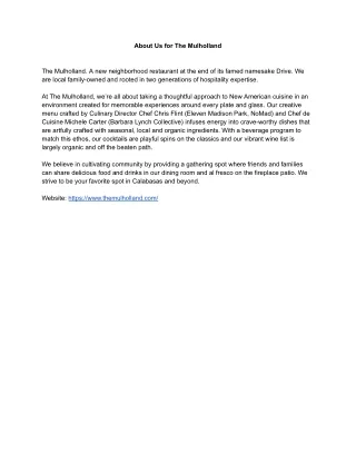 about us for the mulholland