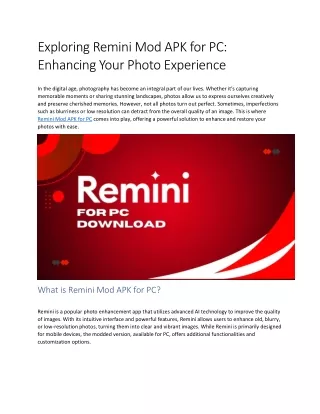 Remini Mod APK for PC