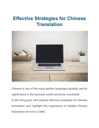 Strategic Methods for Successful Chinese Translation