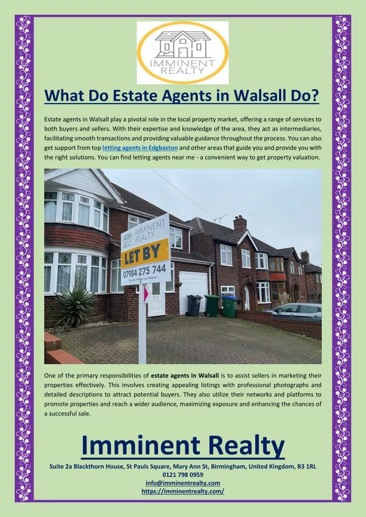what do estate agents in walsall do