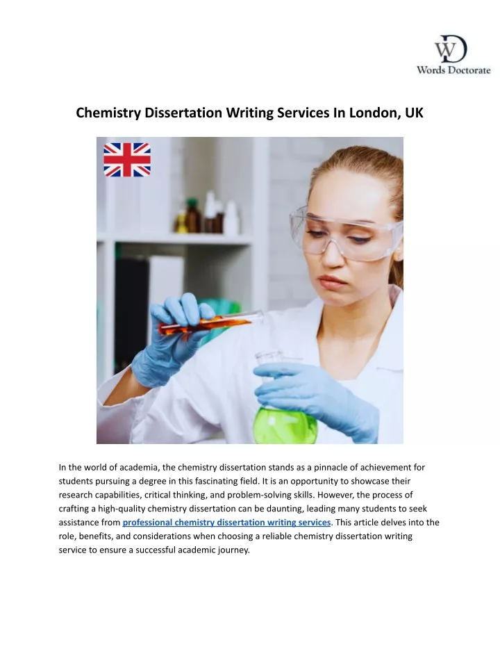chemistry dissertation writing services in london