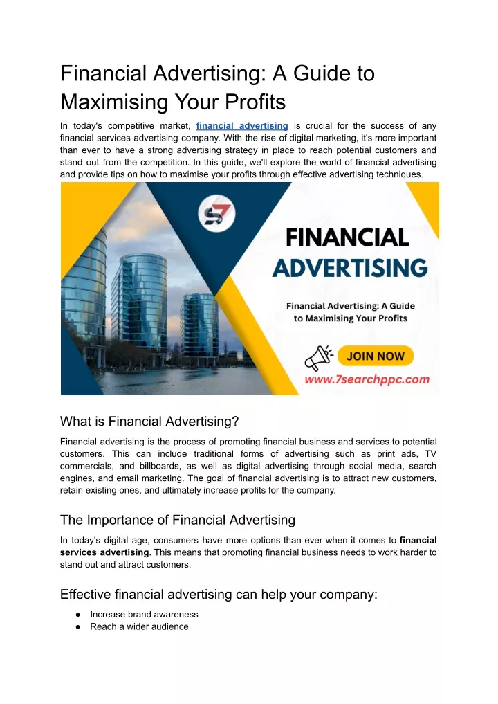financial advertising a guide to maximising your