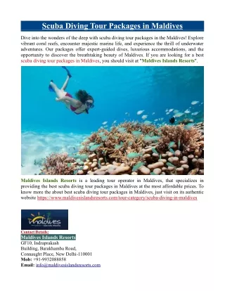 Scuba Diving Tour Packages in Maldives