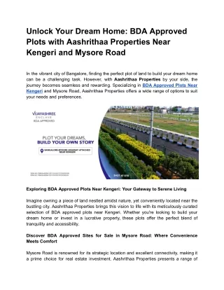 Unlock Your Dream Home_ BDA Approved Plots with Aashrithaa Properties Near Kengeri and Mysore Road (1)