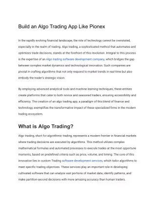 build an algo trading app like pionex
