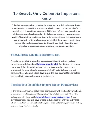 10 Secrets Only Colombia Importers Know