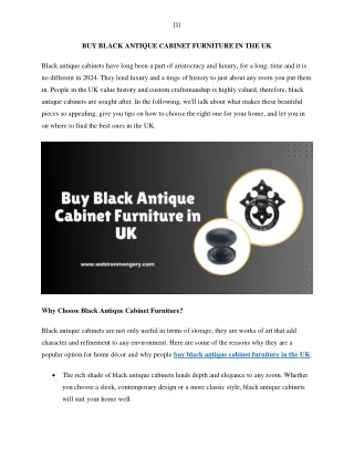 Buy Black Antique Cabinet Furniture in UK