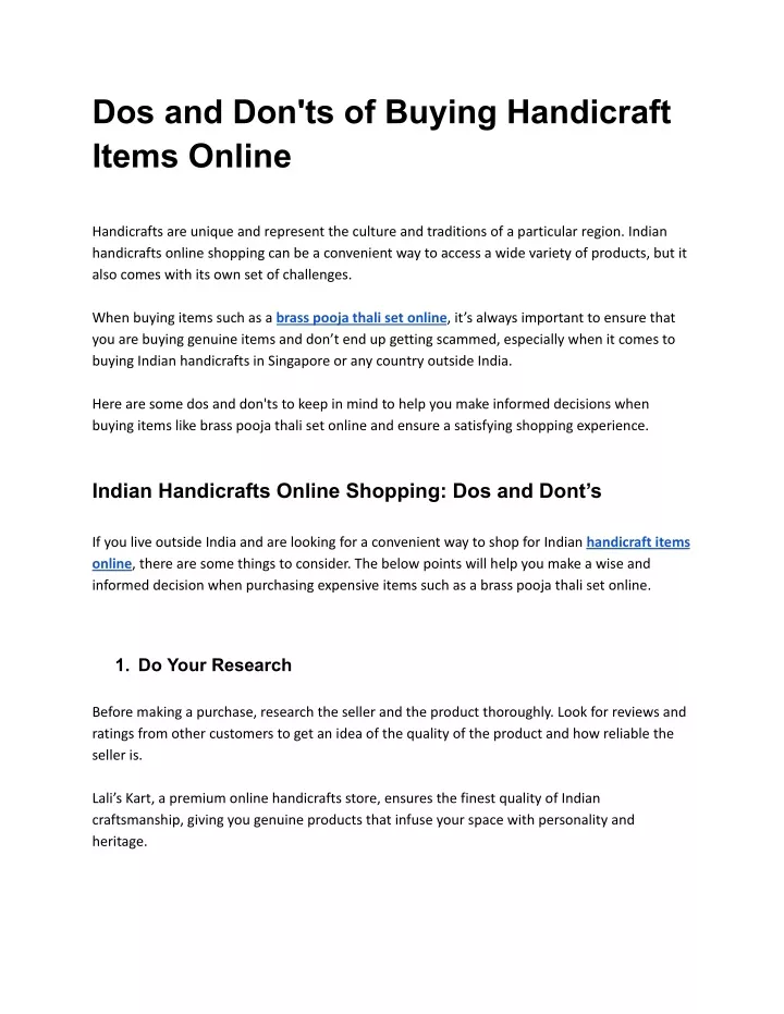 dos and don ts of buying handicraft items online