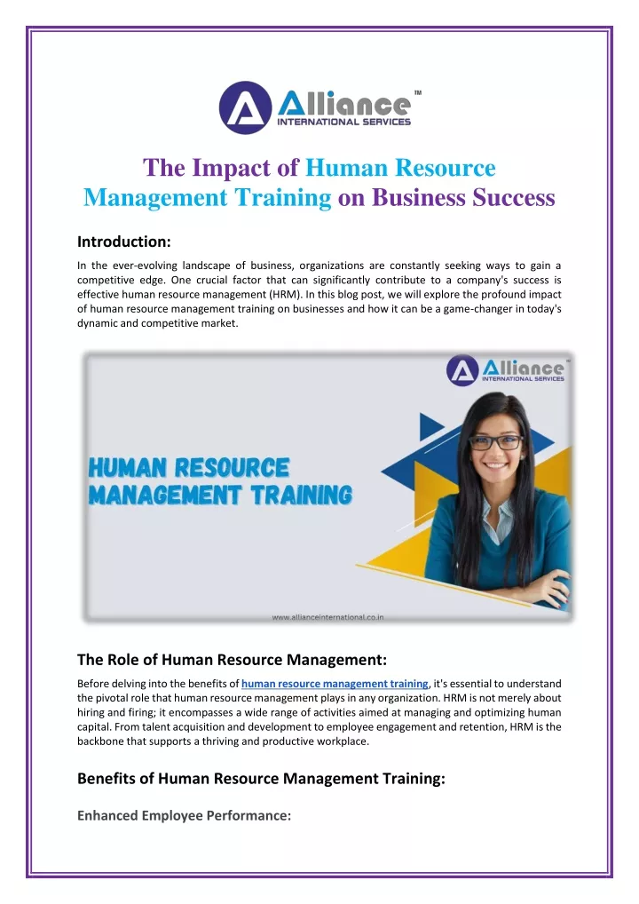 the impact of human resource management training