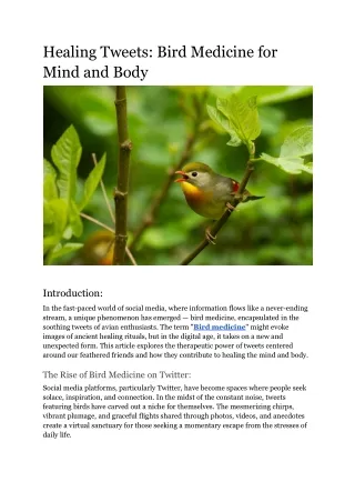 Healing Tweets_ Bird Medicine for Mind and Body