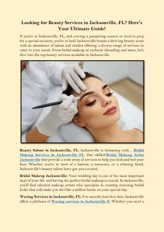Looking for Beauty Services in Jacksonville, FL Here's Your Ultimate Guide!