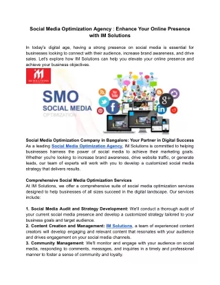 Social Media Optimization Agency _ Enhance Your Online Presence with IM Solutions