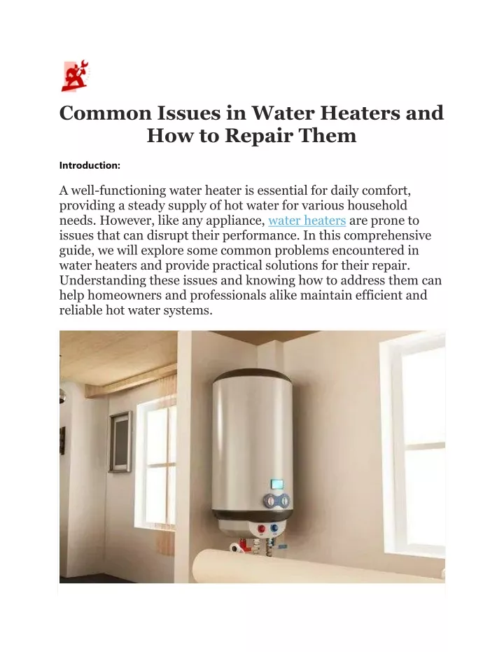 common issues in water heaters and how to repair