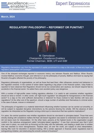 Regulatory philosophy- reformist or punitive? |excellence enablers | newsletter|
