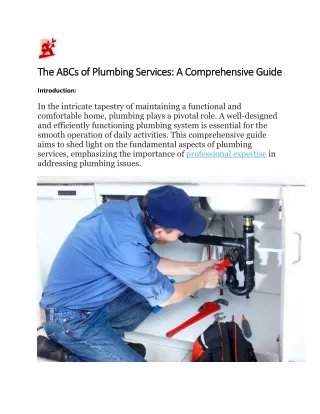 the abcs of plumbing services a comprehensive