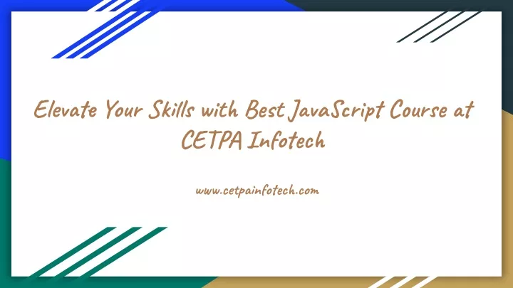 elevate your skills with best javascript course