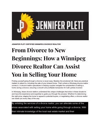 From Divorce to New Beginnings_ How a Winnipeg Divorce Realtor Can Assist You in Selling Your Home
