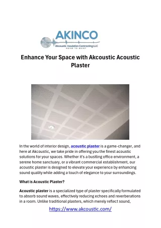 Elevate Your Space with AKcoustic Acoustic Plaster