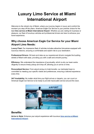 Luxury Limo Service at Miami International Airport
