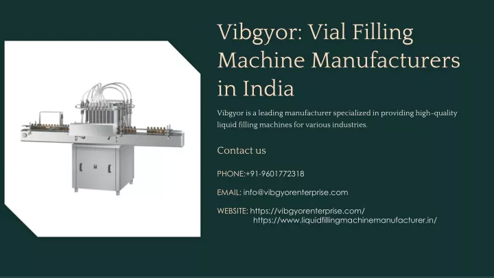 vibgyor vial filling machine manufacturers
