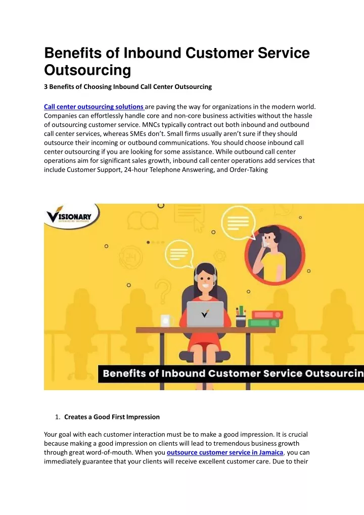 benefits of inbound customer service outsourcing