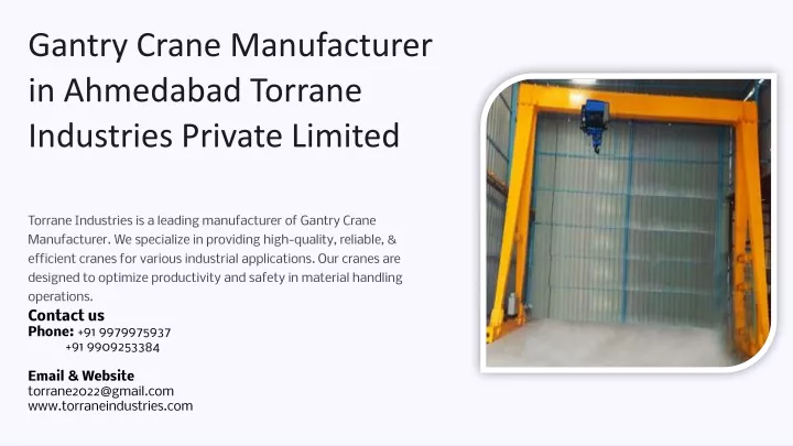 gantry crane manufacturer in ahmedabad torrane
