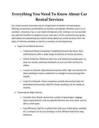 Everything You Need To Know About Car Rental Services