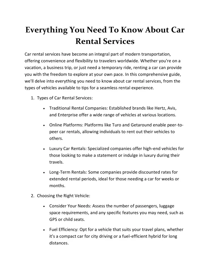 everything you need to know about car rental