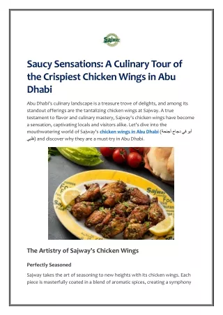 Saucy Sensations - A Culinary Tour of the Crispiest Chicken Wings in Abu Dhabi