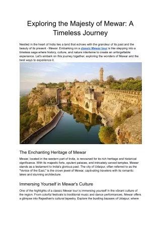 exploring the majesty of mewar a timeless journey