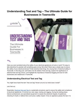 Understanding Test and Tag – The Ultimate Guide for Businesses in Townsville