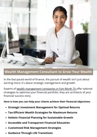 wealth management consultant to grow your wealth