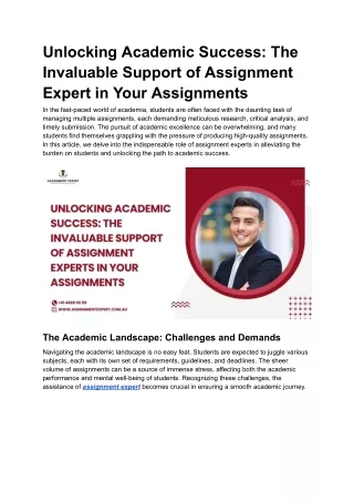 Unlocking Academic Success_ The Invaluable Support of Assignment Experts in Your Assignments